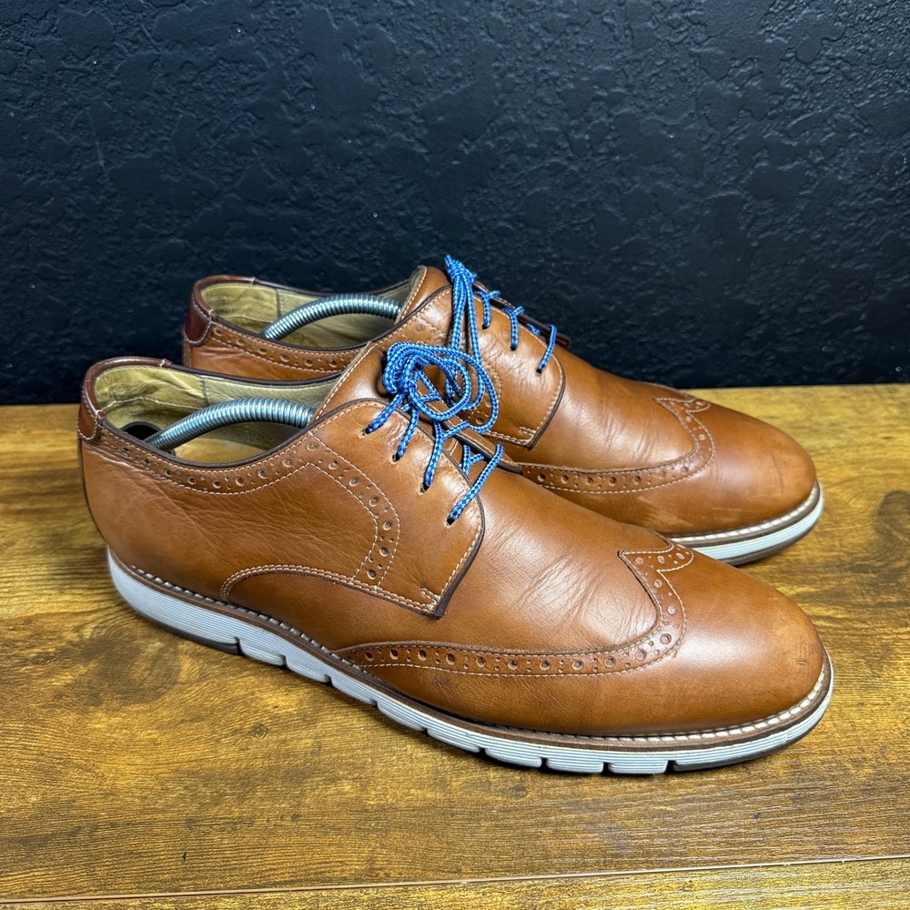 Johnston & Murphy Martell 27-1746 Tan Leather Wingtip Oxford Mens Size 10M